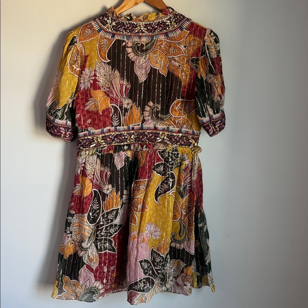 Verb by Pallavi Singhee Anthropologie Beaded Shimmer Mini Dress M - Picture 3 of 10